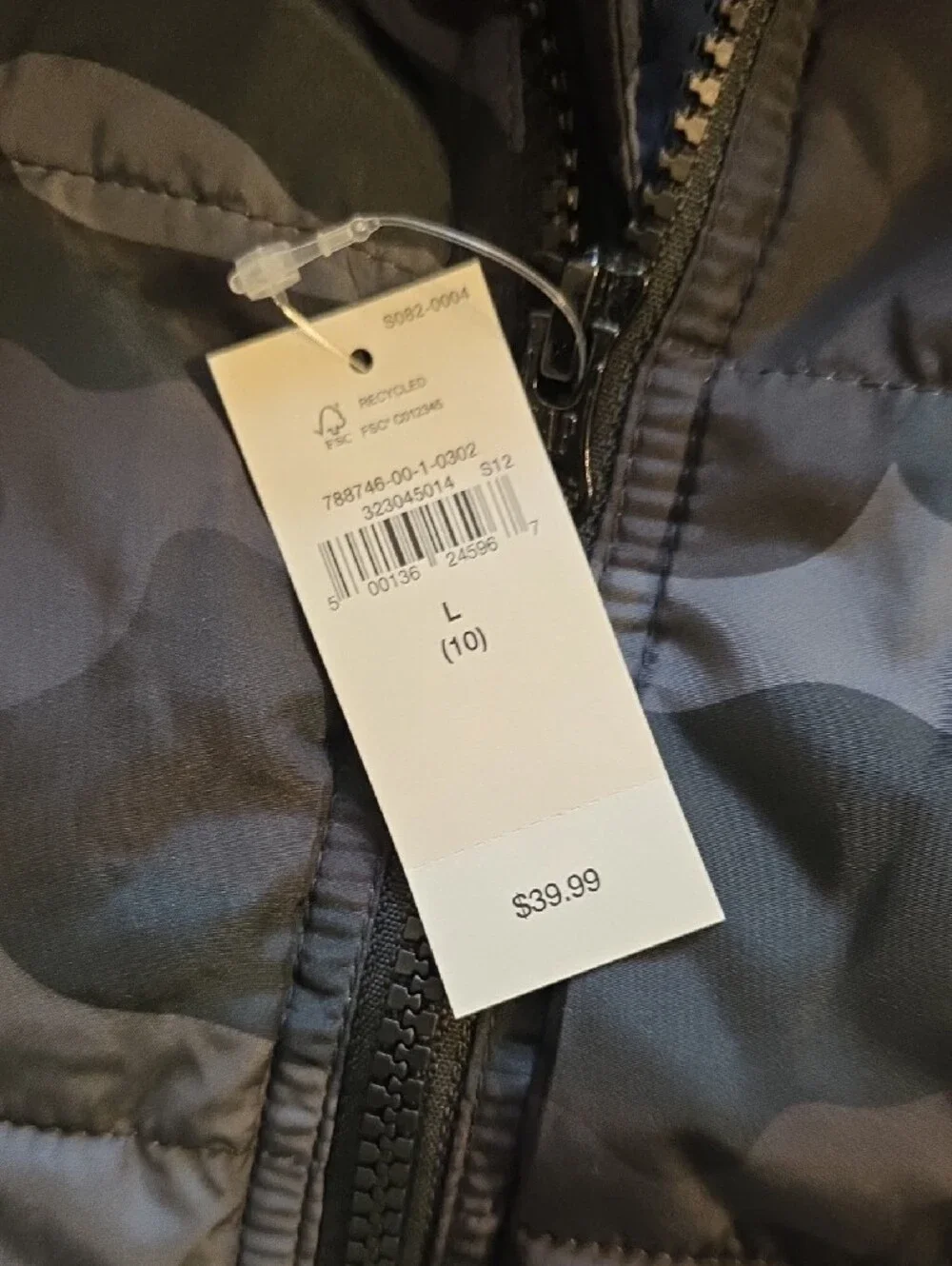 GAP Kids Camo Puffer Vest in Gray & Black